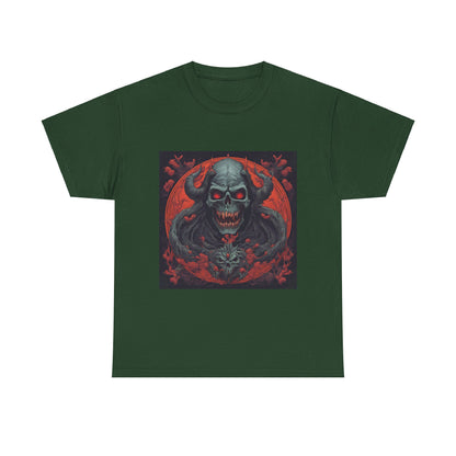 Gothic Skull Unisex Heavy Cotton Tee - Spooky Vintage Design for Halloween Enthusiasts