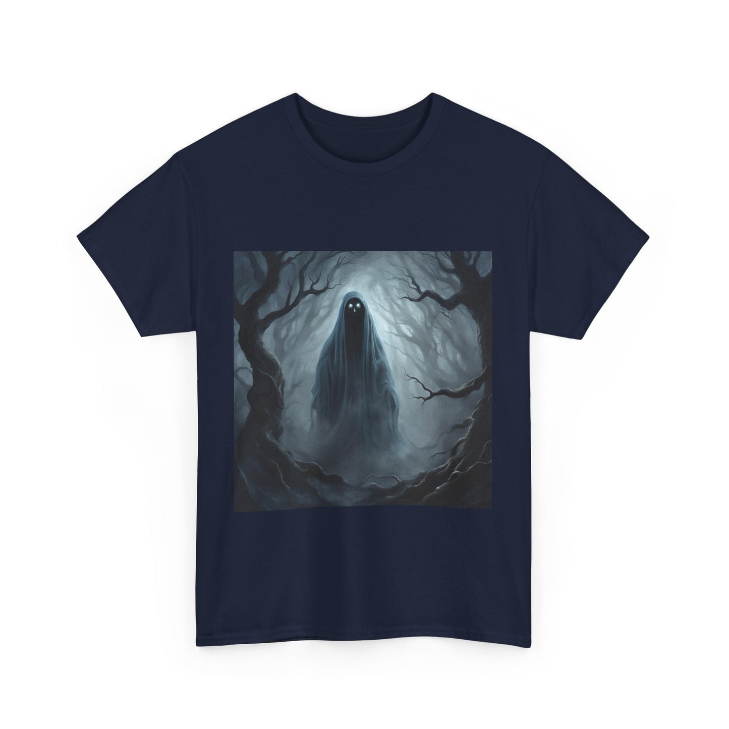 Unisex Heavy Cotton Tee - Spooky Ghost Vibes Graphic T-Shirt