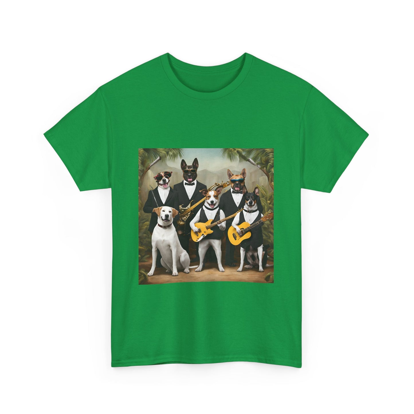 "Swingin' Tails" Unisex Heavy Cotton Tee - Fun Dog Band Graphic Tee