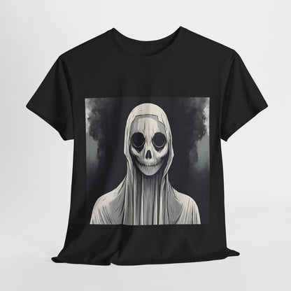 Unisex Heavy Cotton Tee - Creepy Skull Graphic Shirt for Halloween Lovers