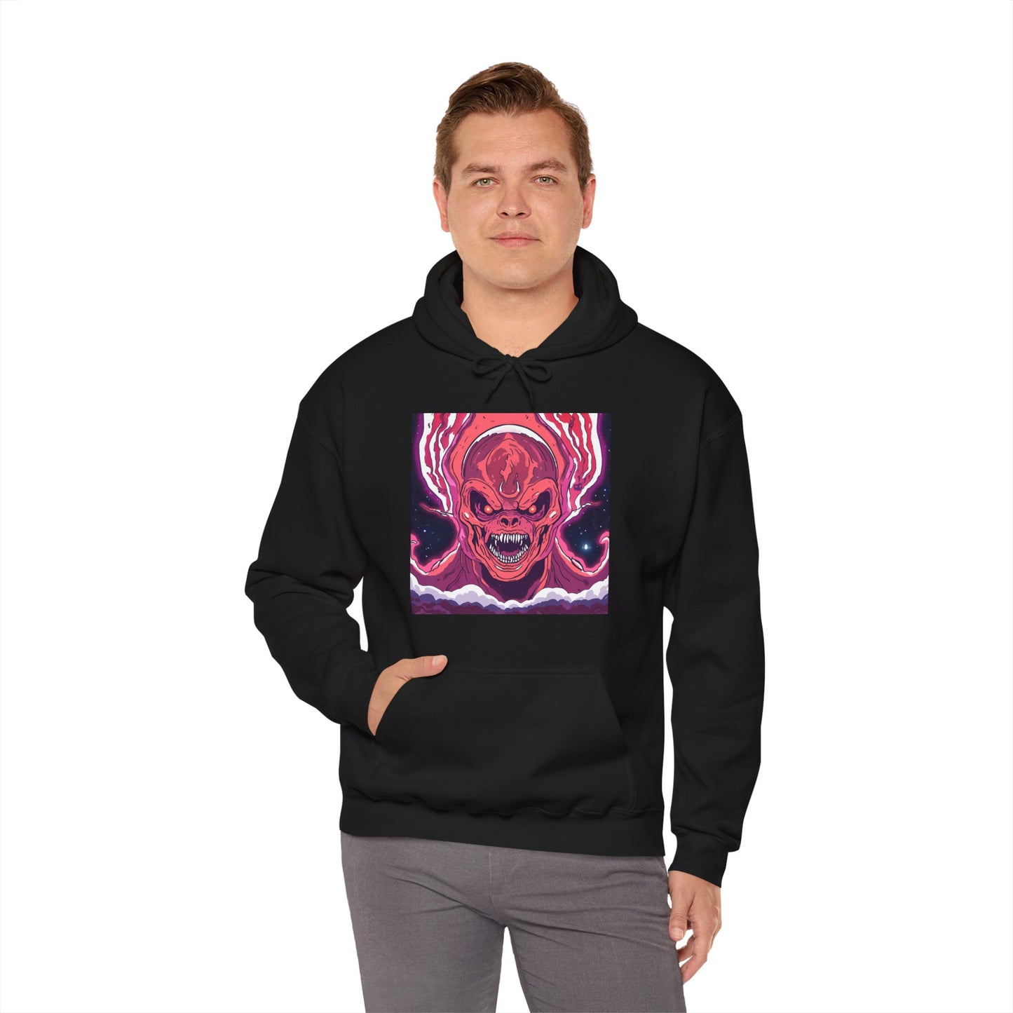 Unisex Heavy Blend™ Hooded Sweatshirt - Fiery Demon Design for Casual Wear