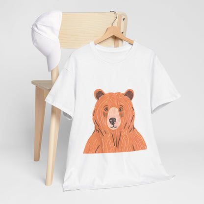 Bear Graphic Unisex Heavy Cotton Tee - Nature Lover's T-Shirt