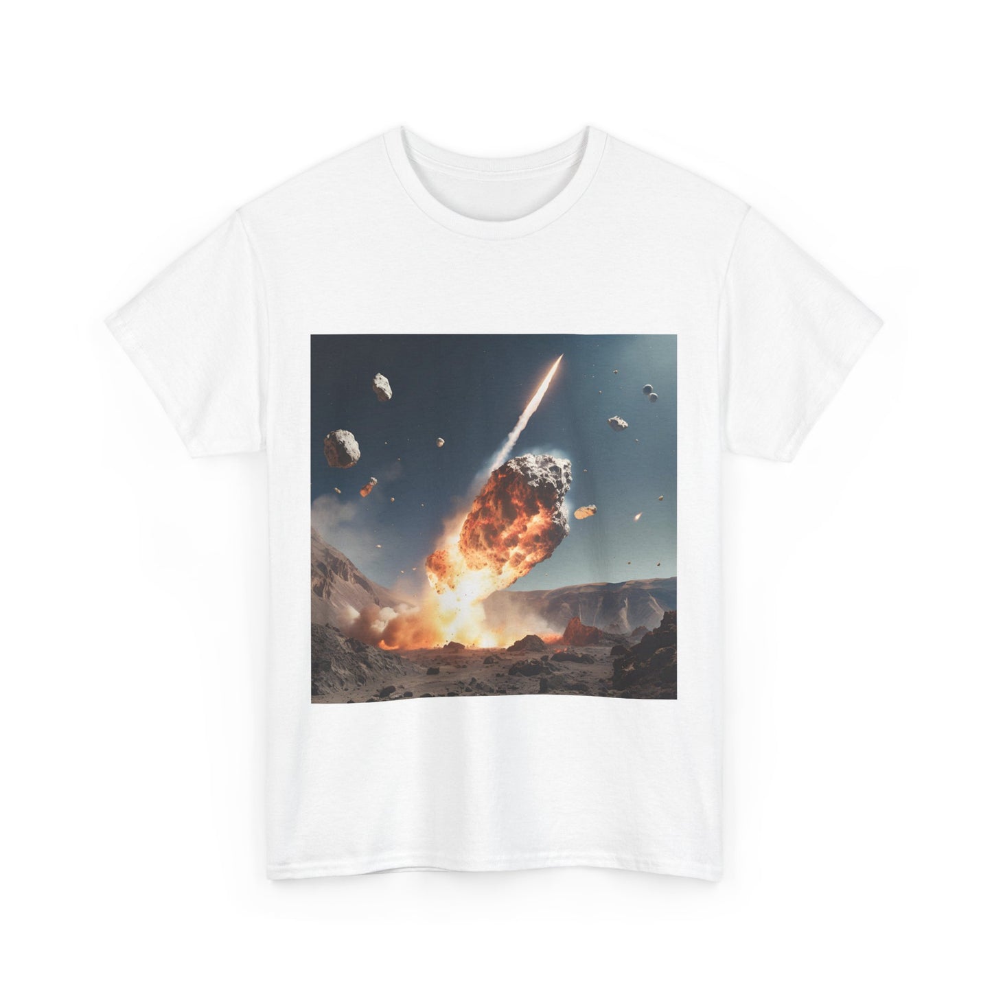 Asteroid Impact Unisex Heavy Cotton Tee - Space Explosion Graphic T-Shirt