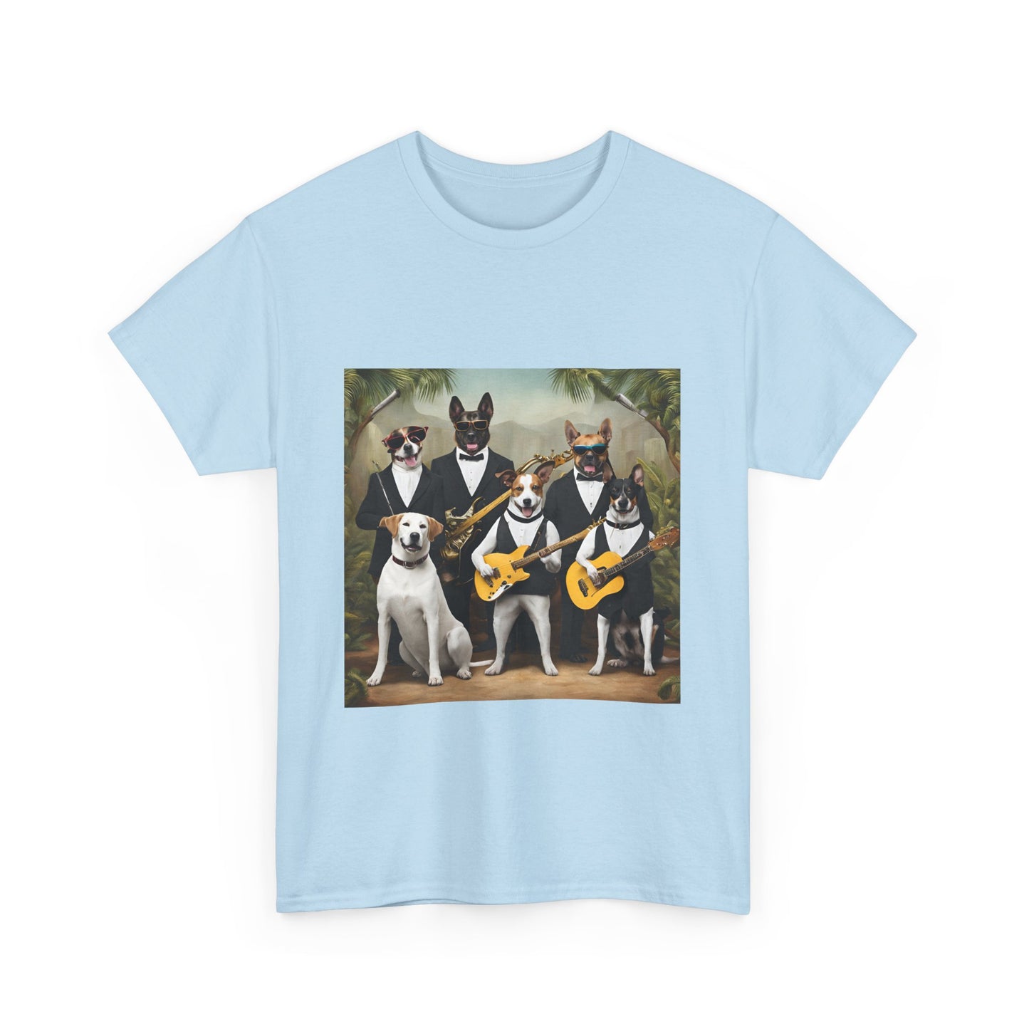 "Swingin' Tails" Unisex Heavy Cotton Tee - Fun Dog Band Graphic Tee