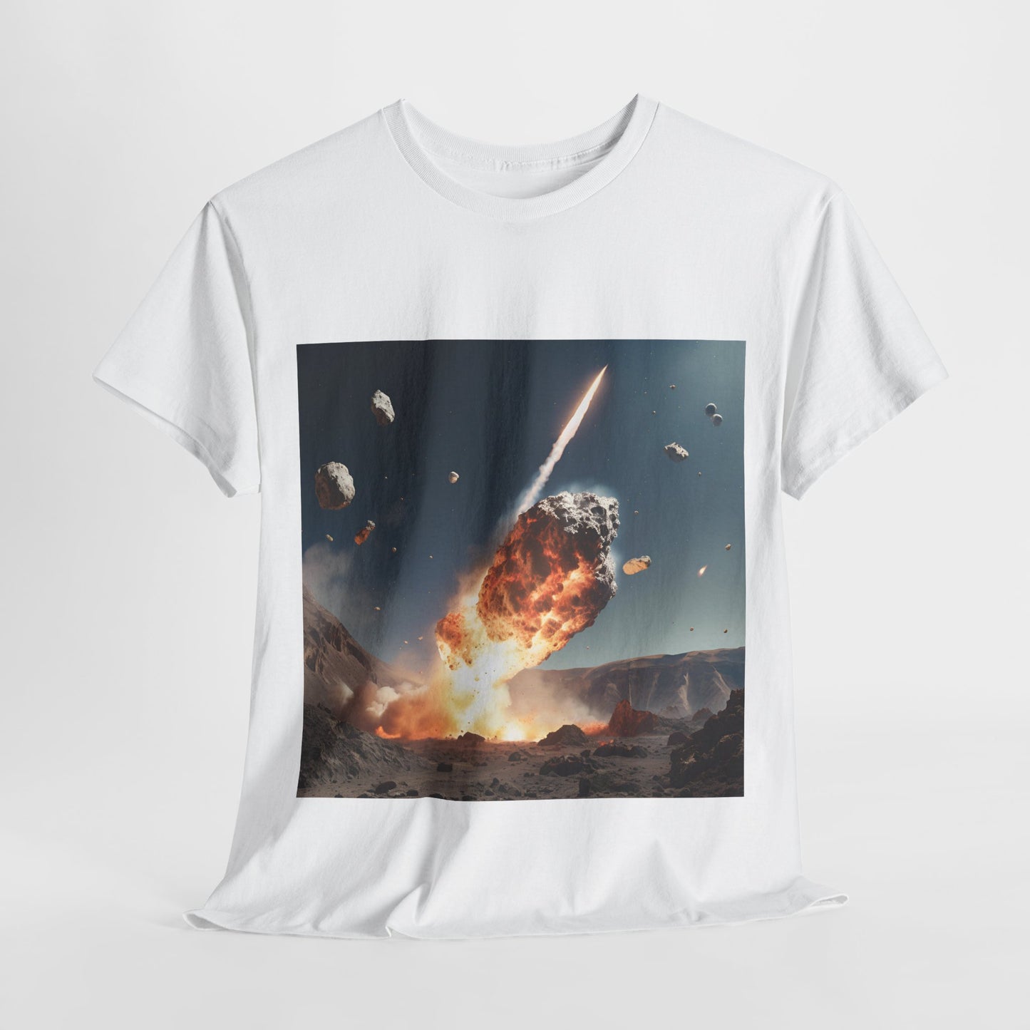 Asteroid Impact Unisex Heavy Cotton Tee - Space Explosion Graphic T-Shirt