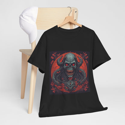 Gothic Skull Unisex Heavy Cotton Tee - Spooky Vintage Design for Halloween Enthusiasts