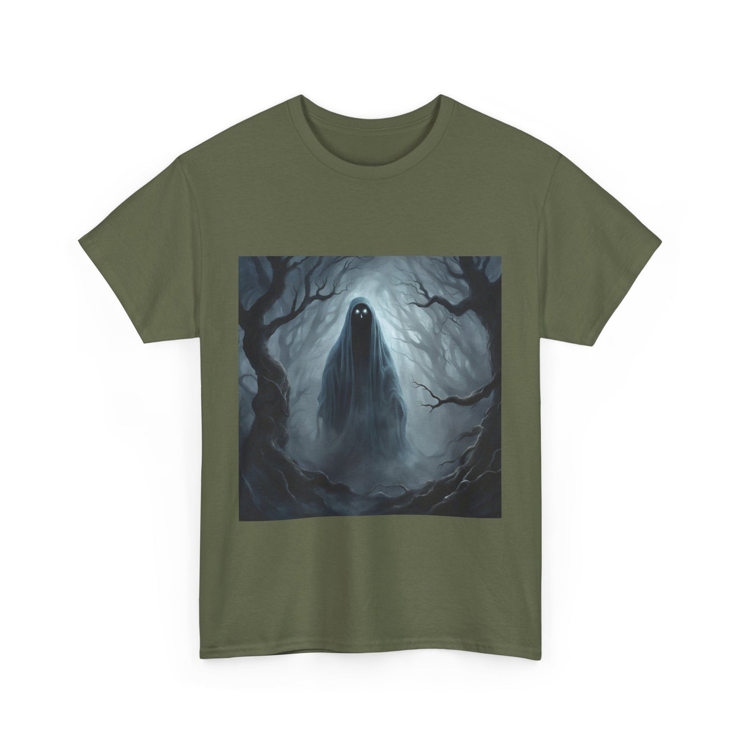 Unisex Heavy Cotton Tee - Spooky Ghost Vibes Graphic T-Shirt