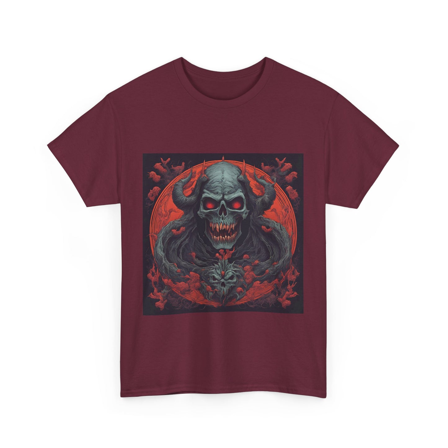 Gothic Skull Unisex Heavy Cotton Tee - Spooky Vintage Design for Halloween Enthusiasts