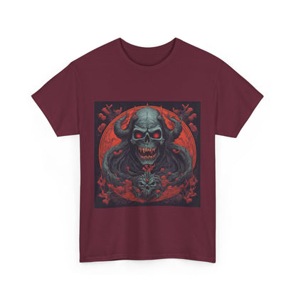 Gothic Skull Unisex Heavy Cotton Tee - Spooky Vintage Design for Halloween Enthusiasts