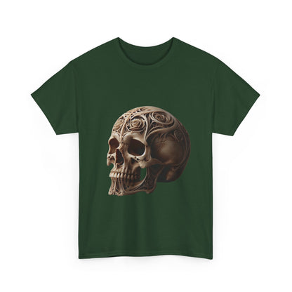 Skull Art Unisex Heavy Cotton Tee - Edgy Graphic T-Shirt for Casual Wear