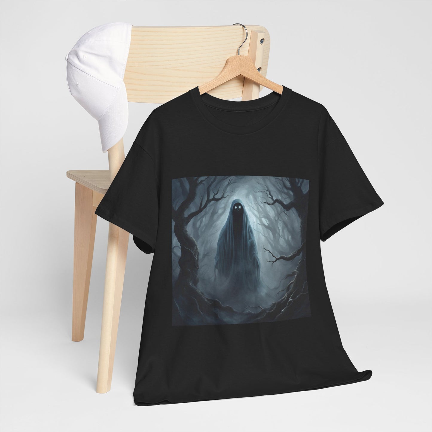 Unisex Heavy Cotton Tee - Spooky Ghost Vibes Graphic T-Shirt