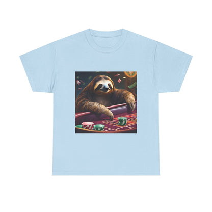 Sloth Poker Unisex Heavy Cotton Tee - Relaxed Casino Vibe