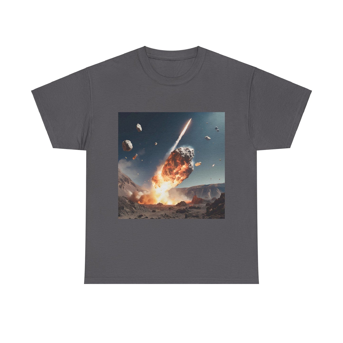 Asteroid Impact Unisex Heavy Cotton Tee - Space Explosion Graphic T-Shirt