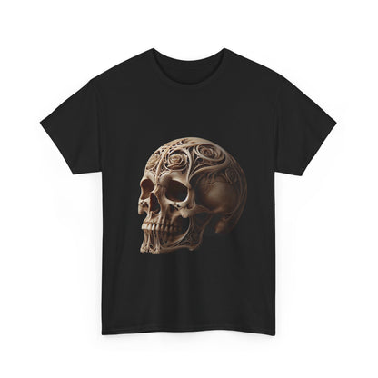 Skull Art Unisex Heavy Cotton Tee - Edgy Graphic T-Shirt for Casual Wear