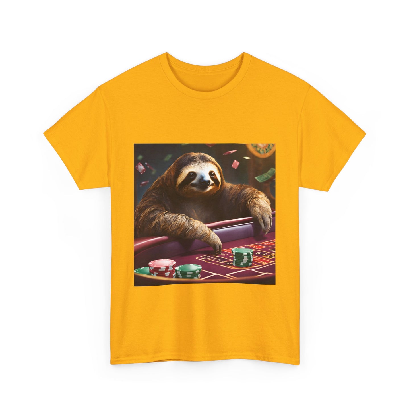 Sloth Poker Unisex Heavy Cotton Tee - Relaxed Casino Vibe