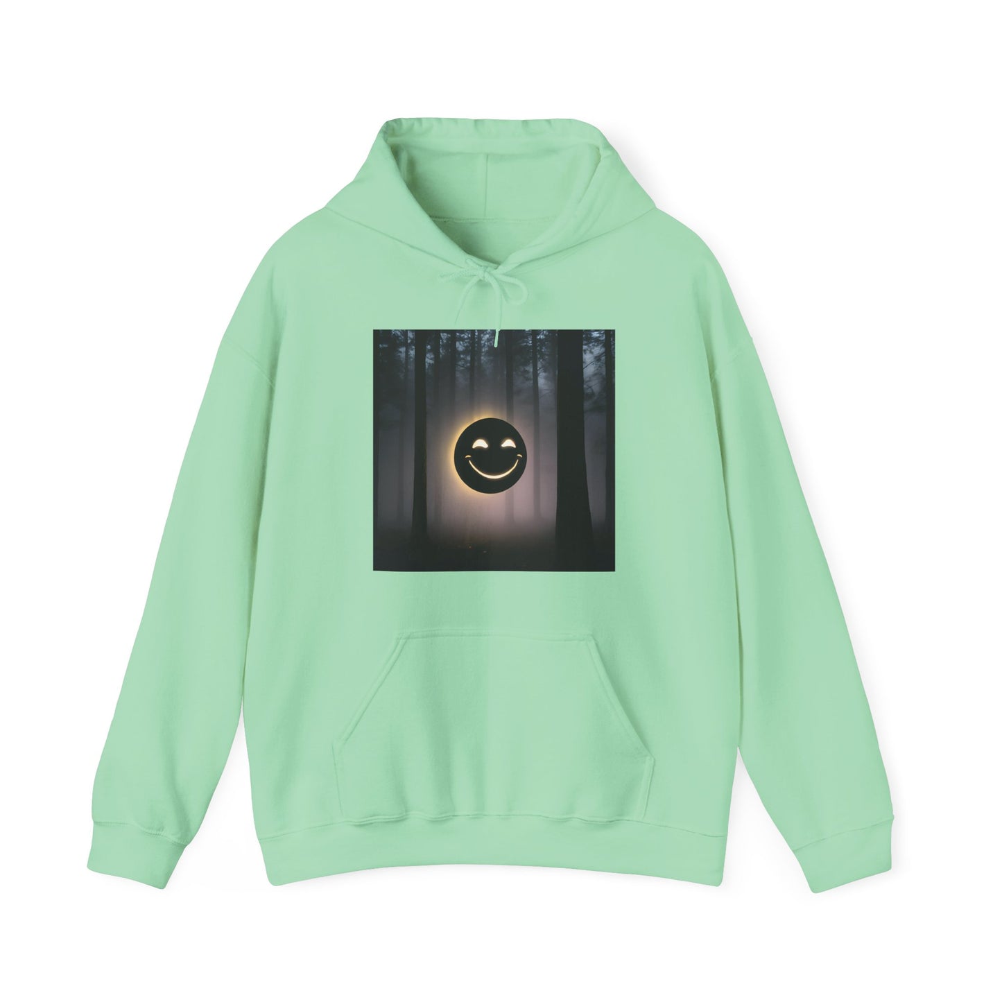 Smiley Moon Unisex Hoodie - Cozy Forest Vibes