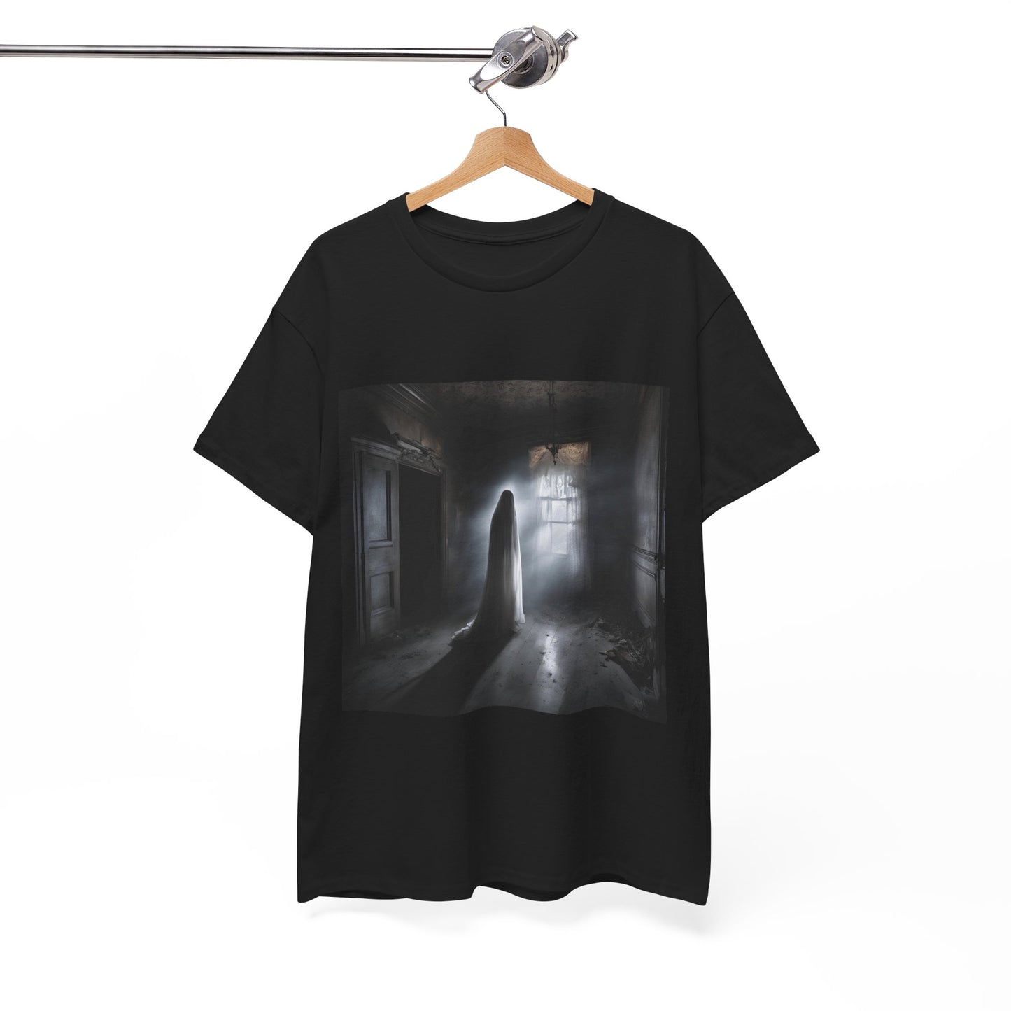 Unisex Heavy Cotton Tee - Eerie Ghostly Figure Art