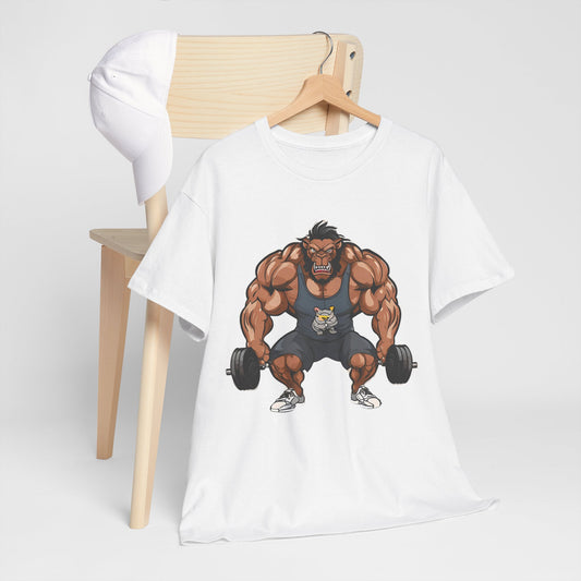 Muscle Cartoon Unisex Heavy Cotton Tee - Gym Motivation Shirt