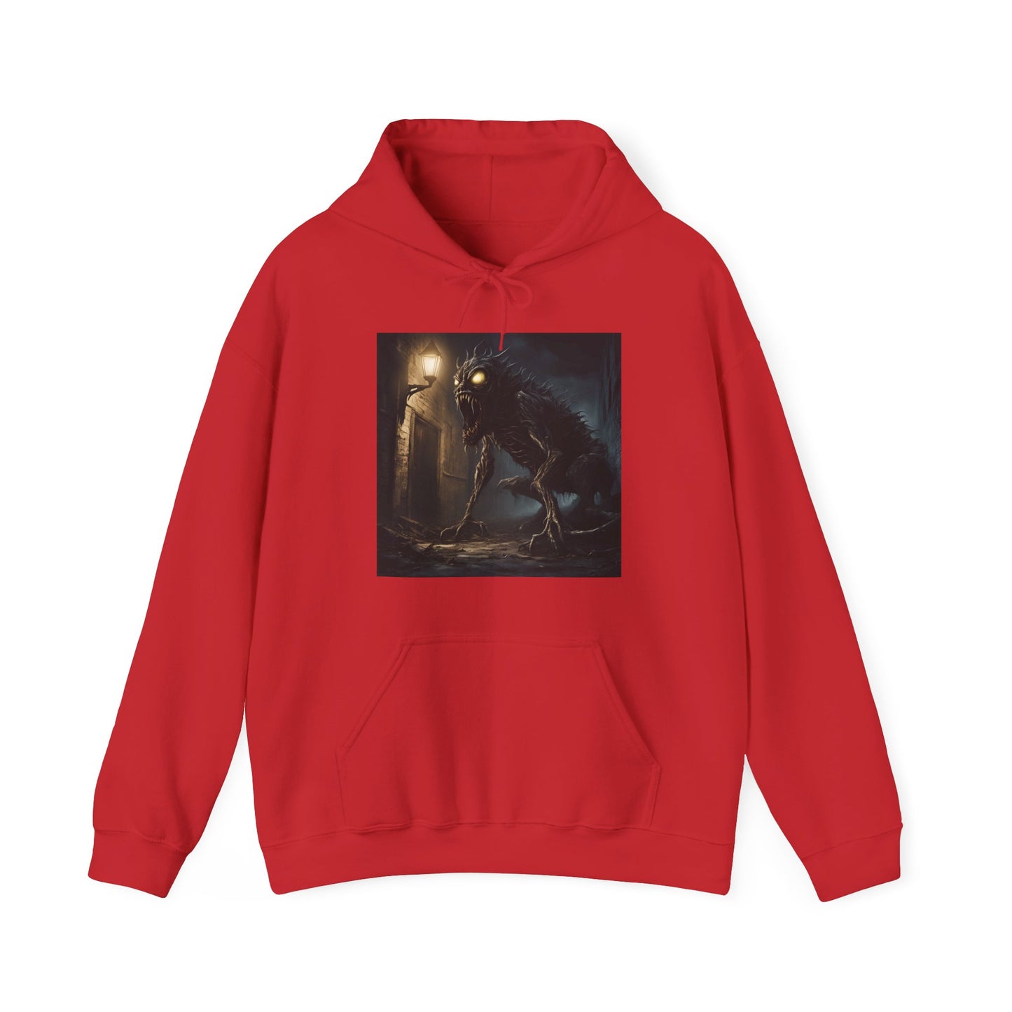 Unisex Heavy Blend™ Hooded Sweatshirt - Dark Creature Design for Halloween & Cozy Nights