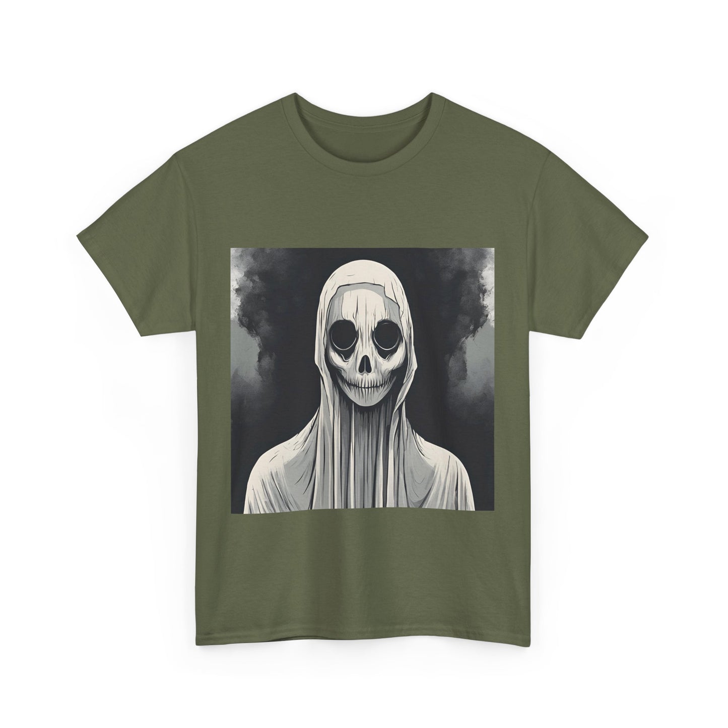 Unisex Heavy Cotton Tee - Creepy Skull Graphic Shirt for Halloween Lovers