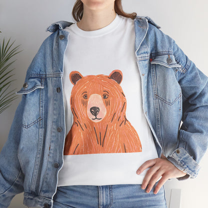 Bear Graphic Unisex Heavy Cotton Tee - Nature Lover's T-Shirt