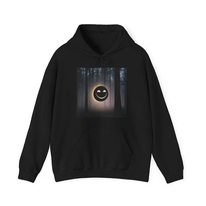 Smiley Moon Unisex Hoodie - Cozy Forest Vibes