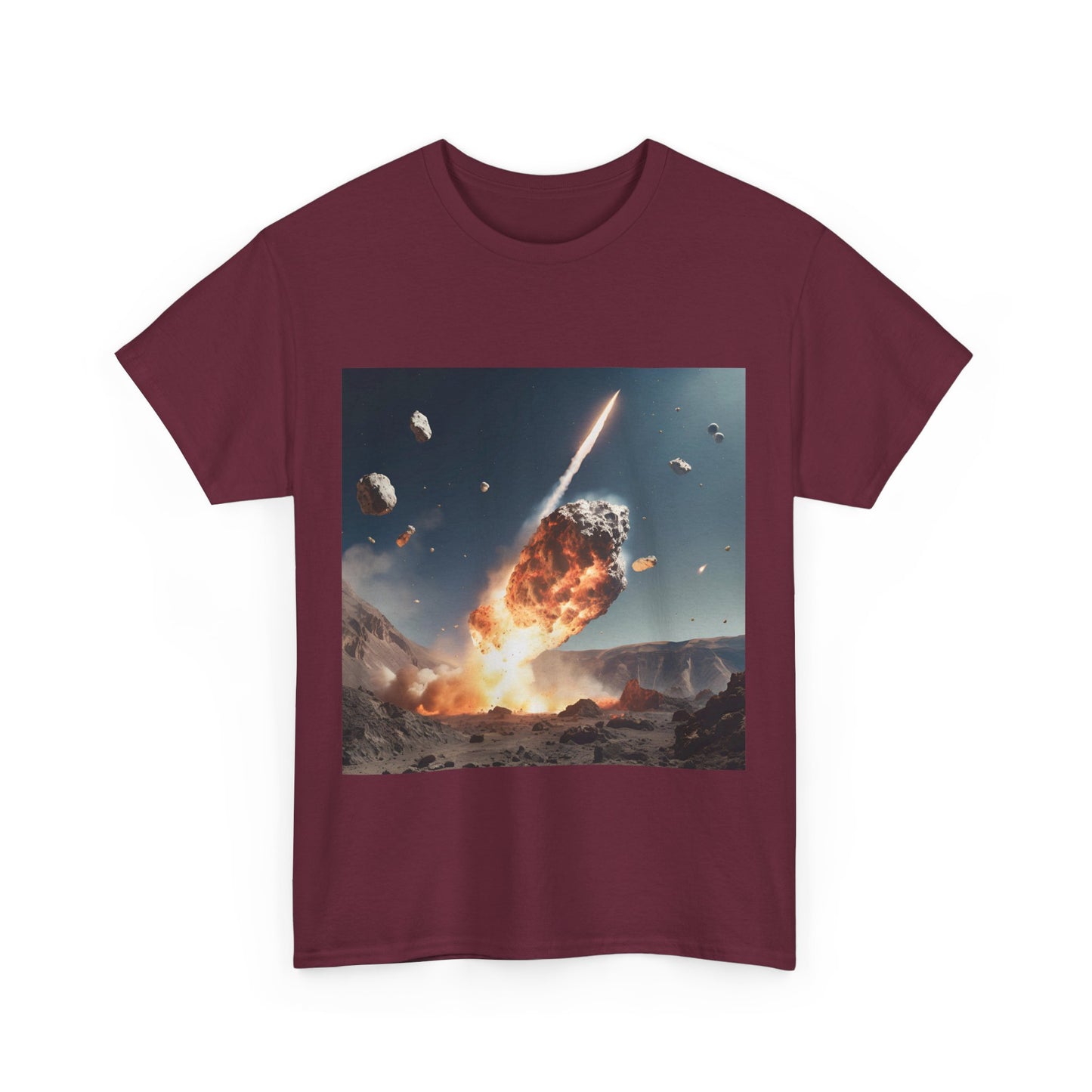 Asteroid Impact Unisex Heavy Cotton Tee - Space Explosion Graphic T-Shirt