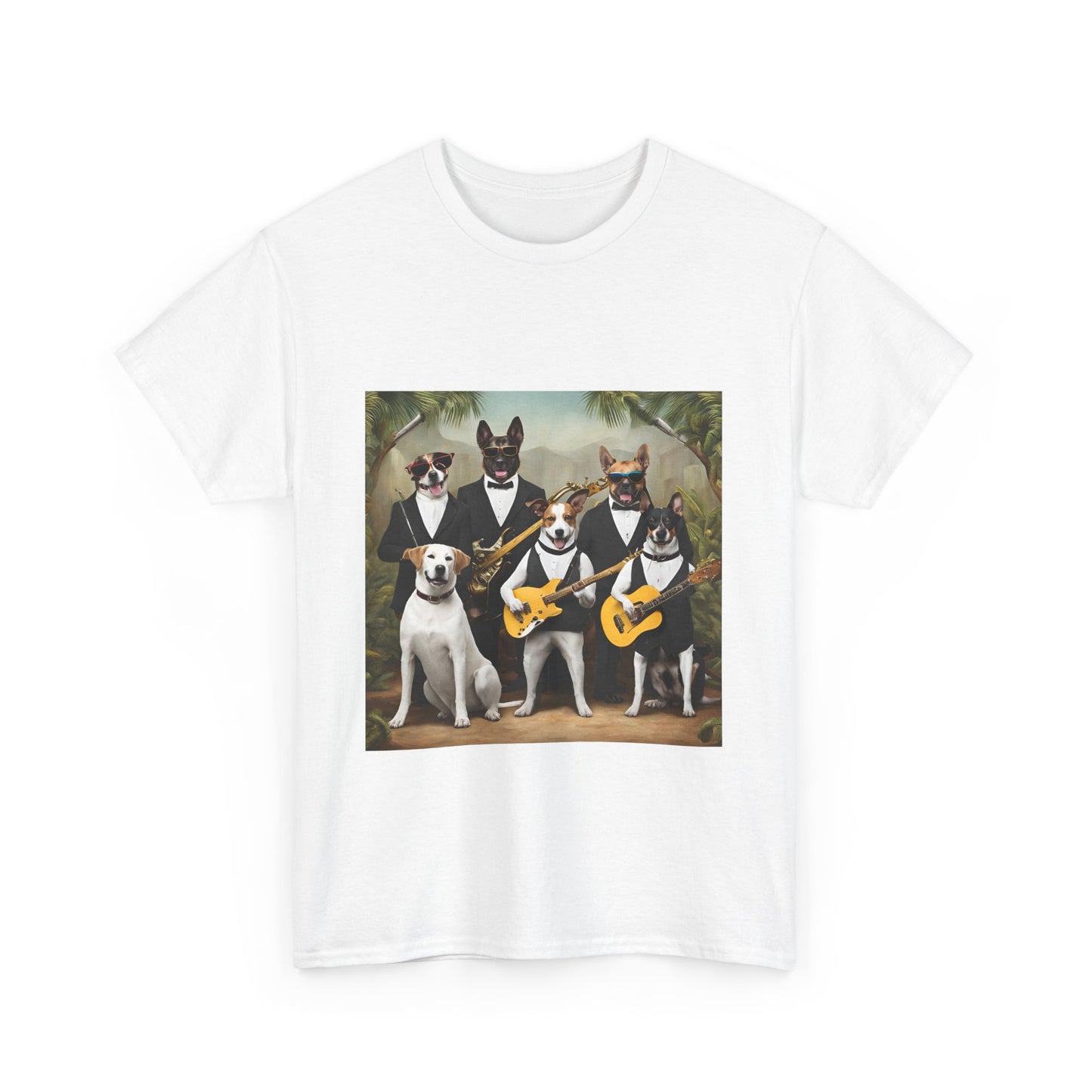 "Swingin' Tails" Unisex Heavy Cotton Tee - Fun Dog Band Graphic Tee