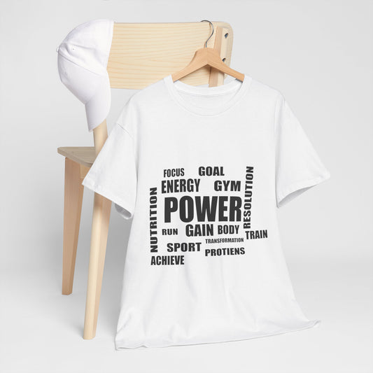 Power Sport Unisex Heavy Cotton Tee - Fitness Motivation Shirt for Gym Enthusiasts