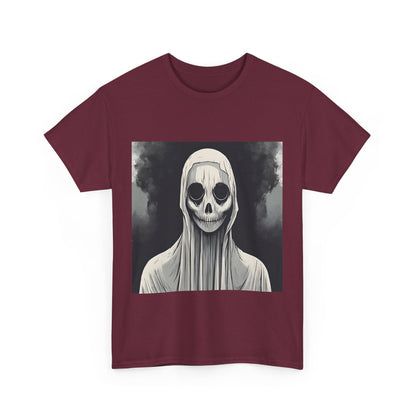 Unisex Heavy Cotton Tee - Creepy Skull Graphic Shirt for Halloween Lovers