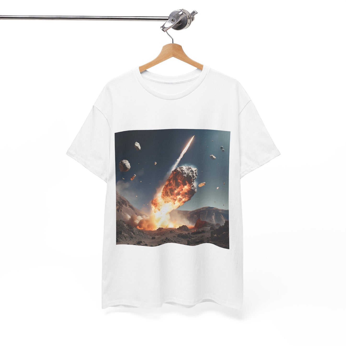 Asteroid Impact Unisex Heavy Cotton Tee - Space Explosion Graphic T-Shirt