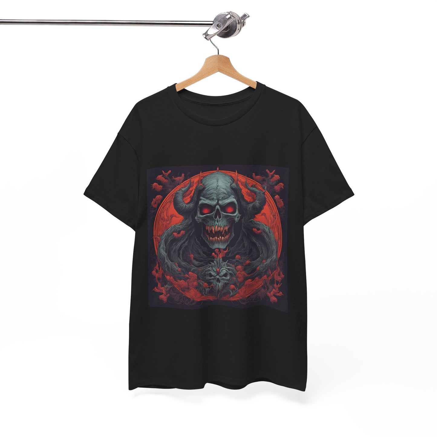 Gothic Skull Unisex Heavy Cotton Tee - Spooky Vintage Design for Halloween Enthusiasts