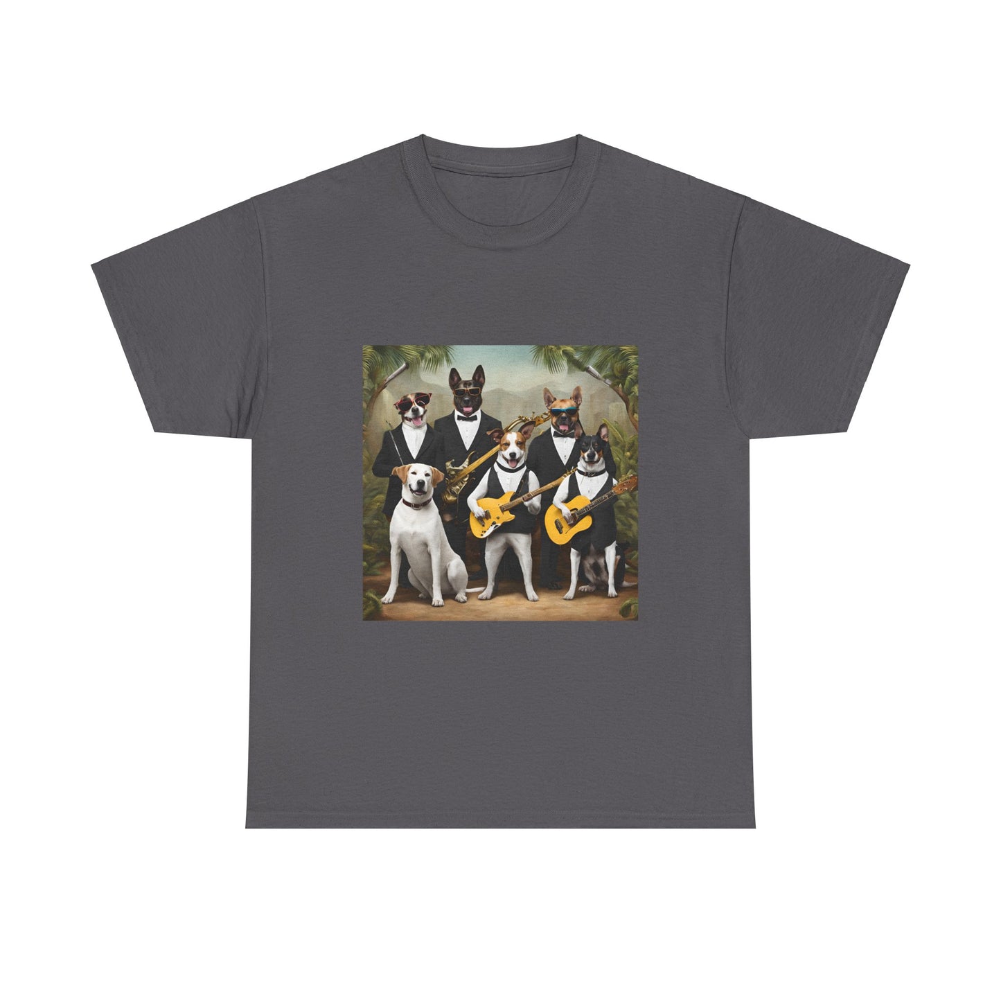 "Swingin' Tails" Unisex Heavy Cotton Tee - Fun Dog Band Graphic Tee