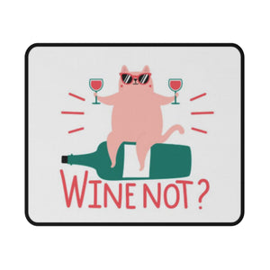 Funny Cat Non-Slip Gaming Mouse Pad - 'Wine Not?' Design