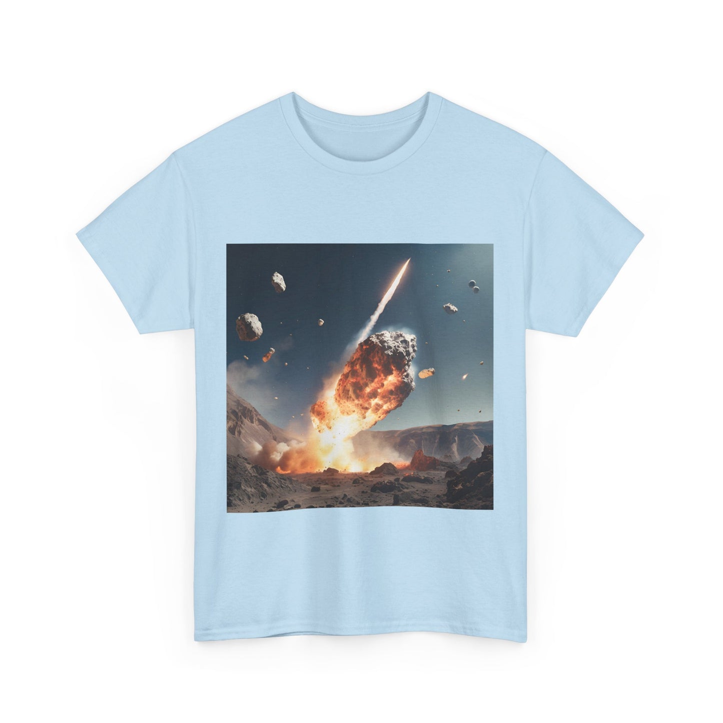 Asteroid Impact Unisex Heavy Cotton Tee - Space Explosion Graphic T-Shirt