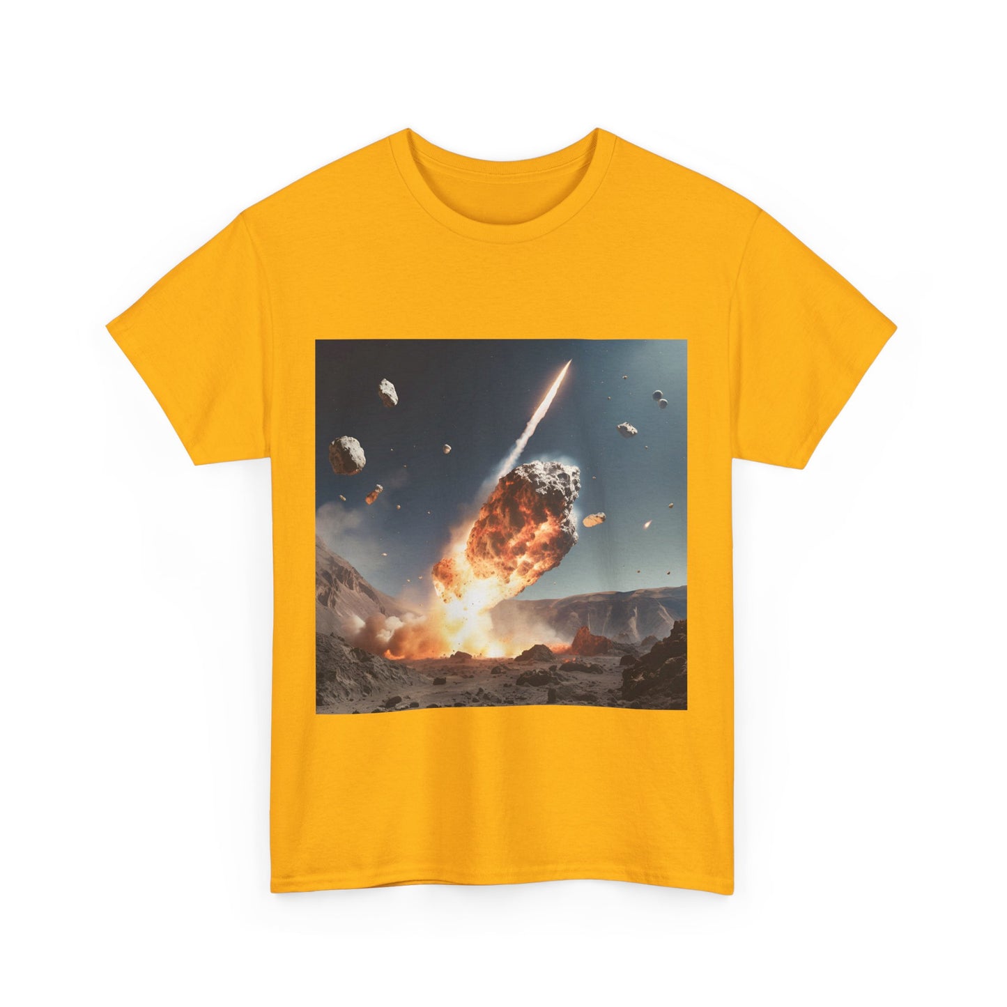 Asteroid Impact Unisex Heavy Cotton Tee - Space Explosion Graphic T-Shirt