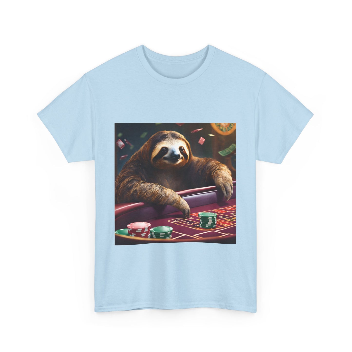 Sloth Poker Unisex Heavy Cotton Tee - Relaxed Casino Vibe