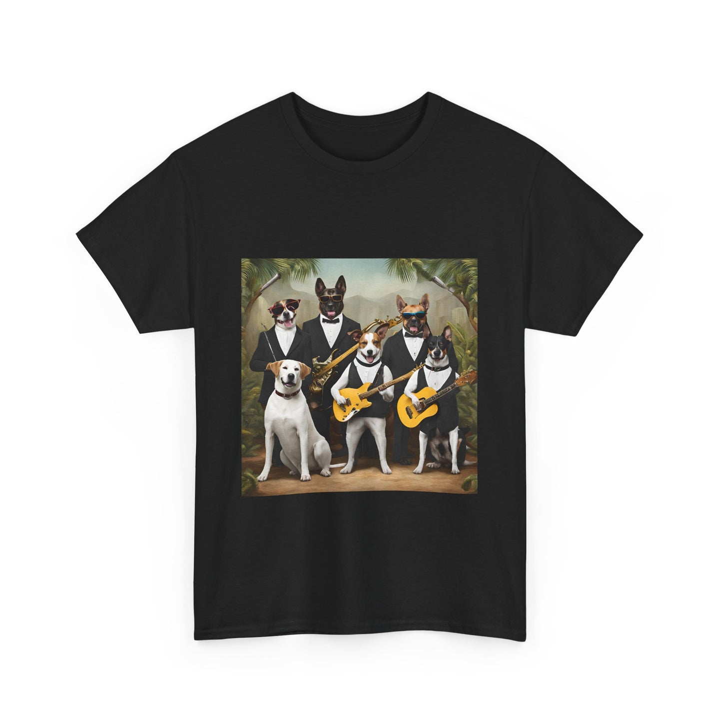 "Swingin' Tails" Unisex Heavy Cotton Tee - Fun Dog Band Graphic Tee