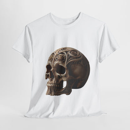 Skull Art Unisex Heavy Cotton Tee - Edgy Graphic T-Shirt for Casual Wear