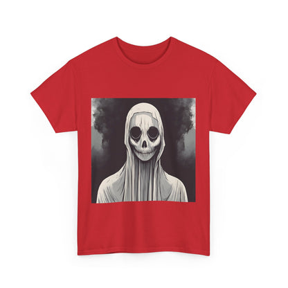 Unisex Heavy Cotton Tee - Creepy Skull Graphic Shirt for Halloween Lovers