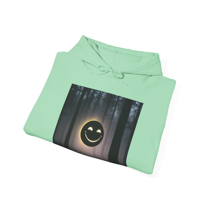 Smiley Moon Unisex Hoodie - Cozy Forest Vibes