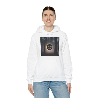 Smiley Moon Unisex Hoodie - Cozy Forest Vibes