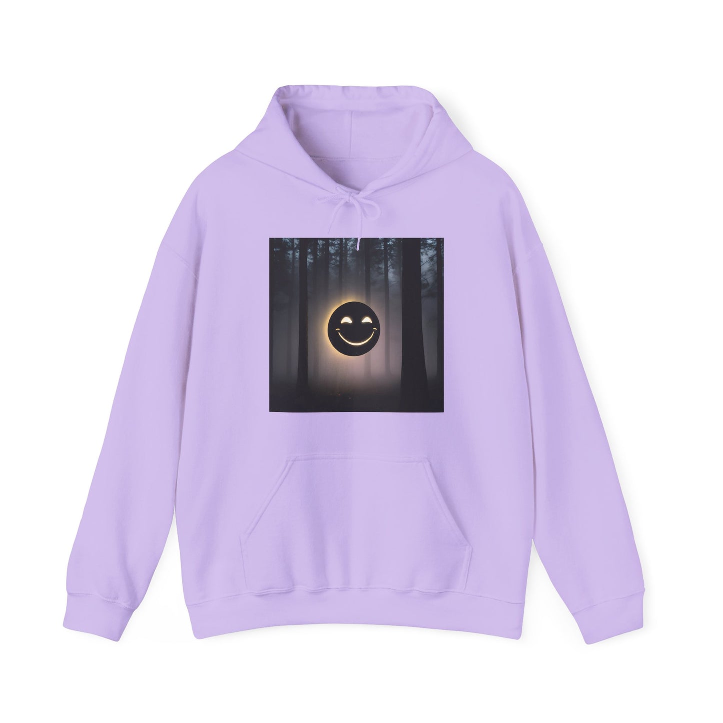 Smiley Moon Unisex Hoodie - Cozy Forest Vibes