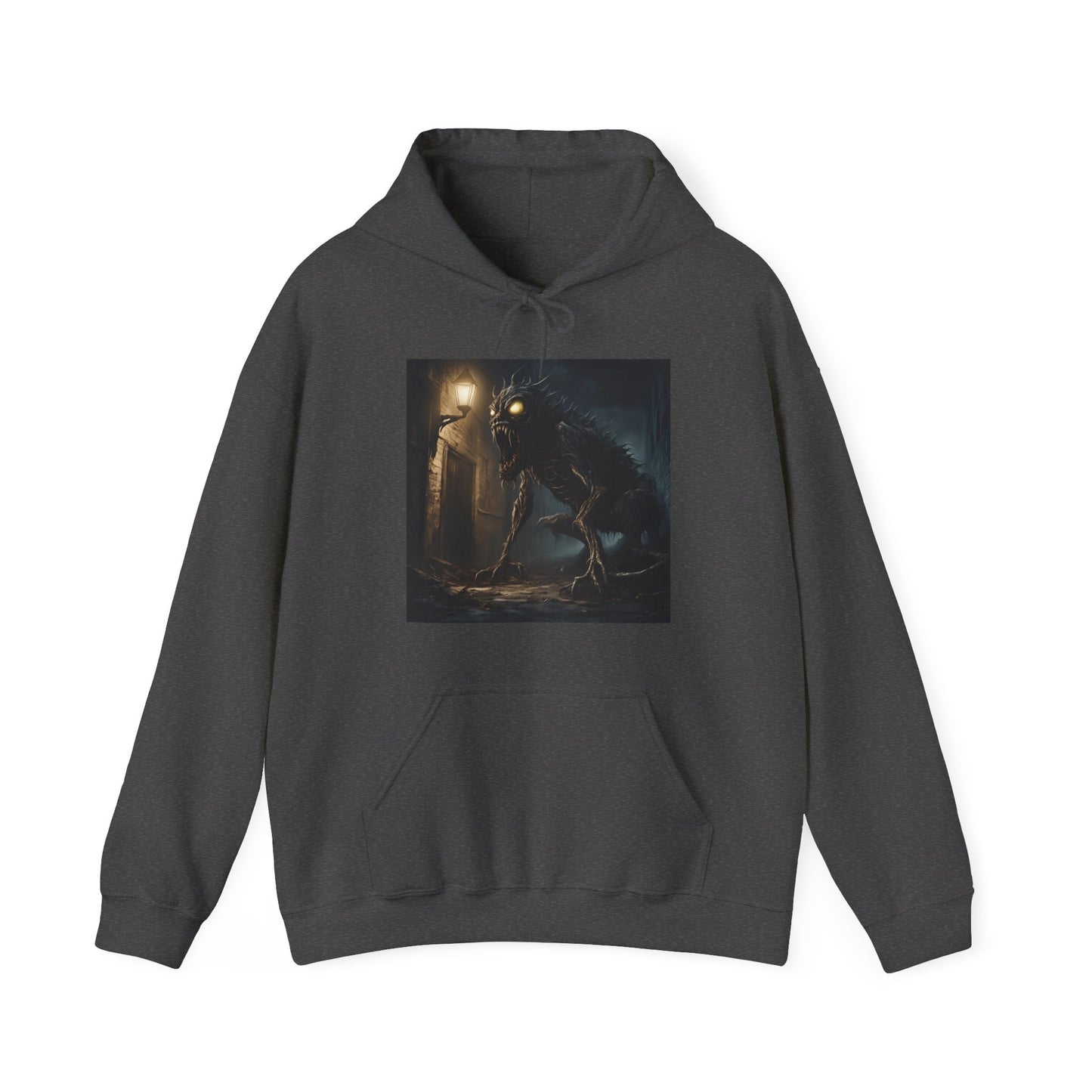 Unisex Heavy Blend™ Hooded Sweatshirt - Dark Creature Design for Halloween & Cozy Nights