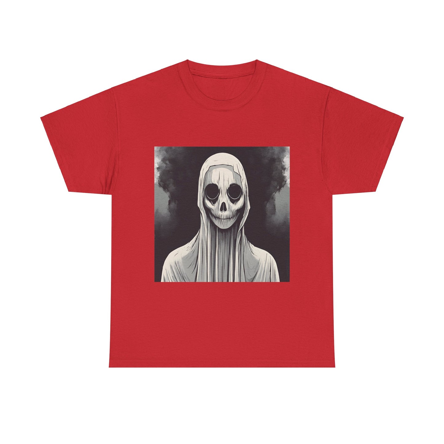 Unisex Heavy Cotton Tee - Creepy Skull Graphic Shirt for Halloween Lovers