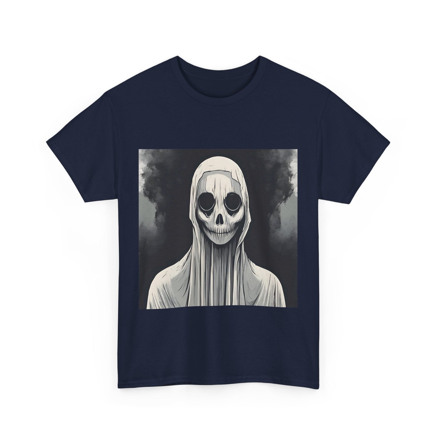 Unisex Heavy Cotton Tee - Creepy Skull Graphic Shirt for Halloween Lovers