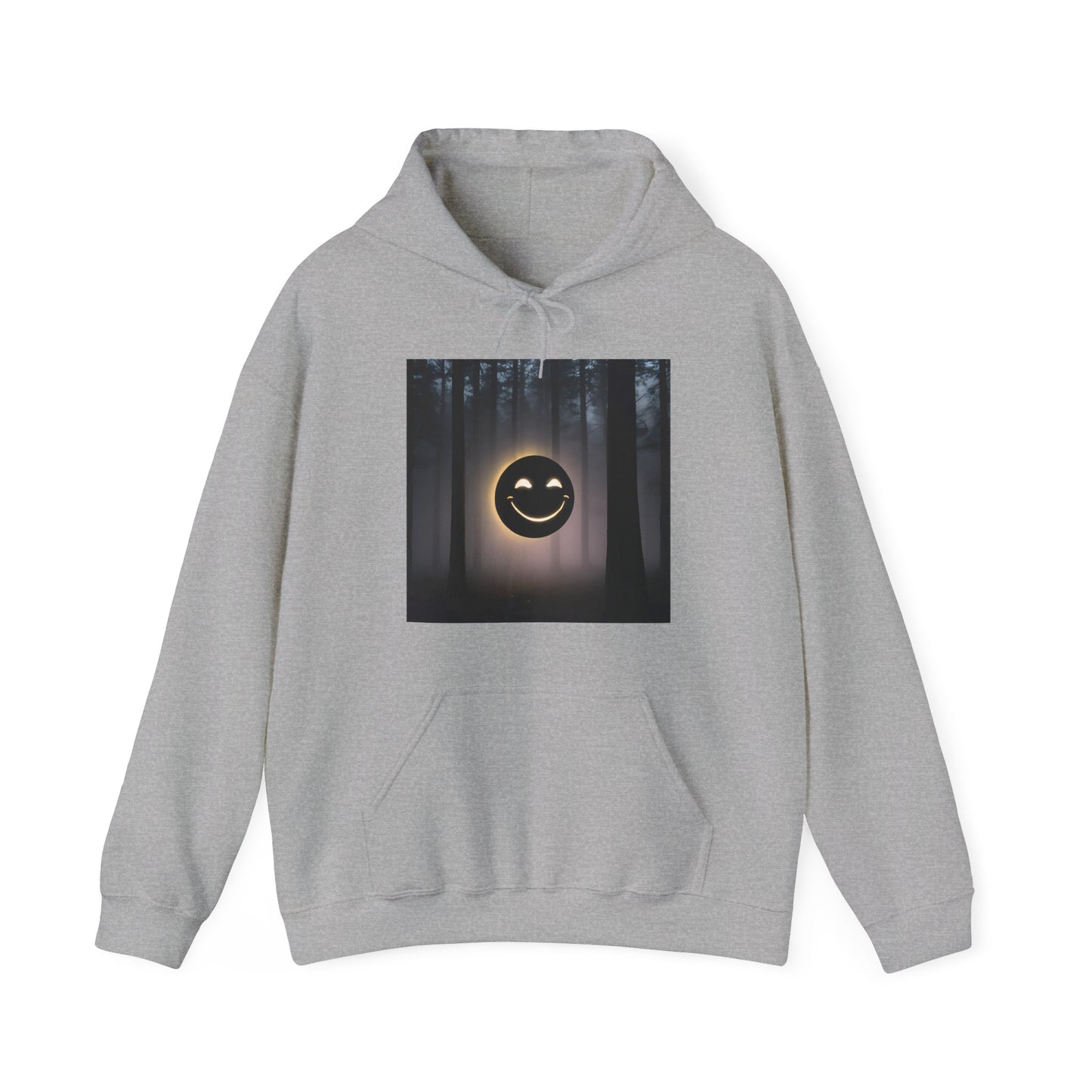 Smiley Moon Unisex Hoodie - Cozy Forest Vibes