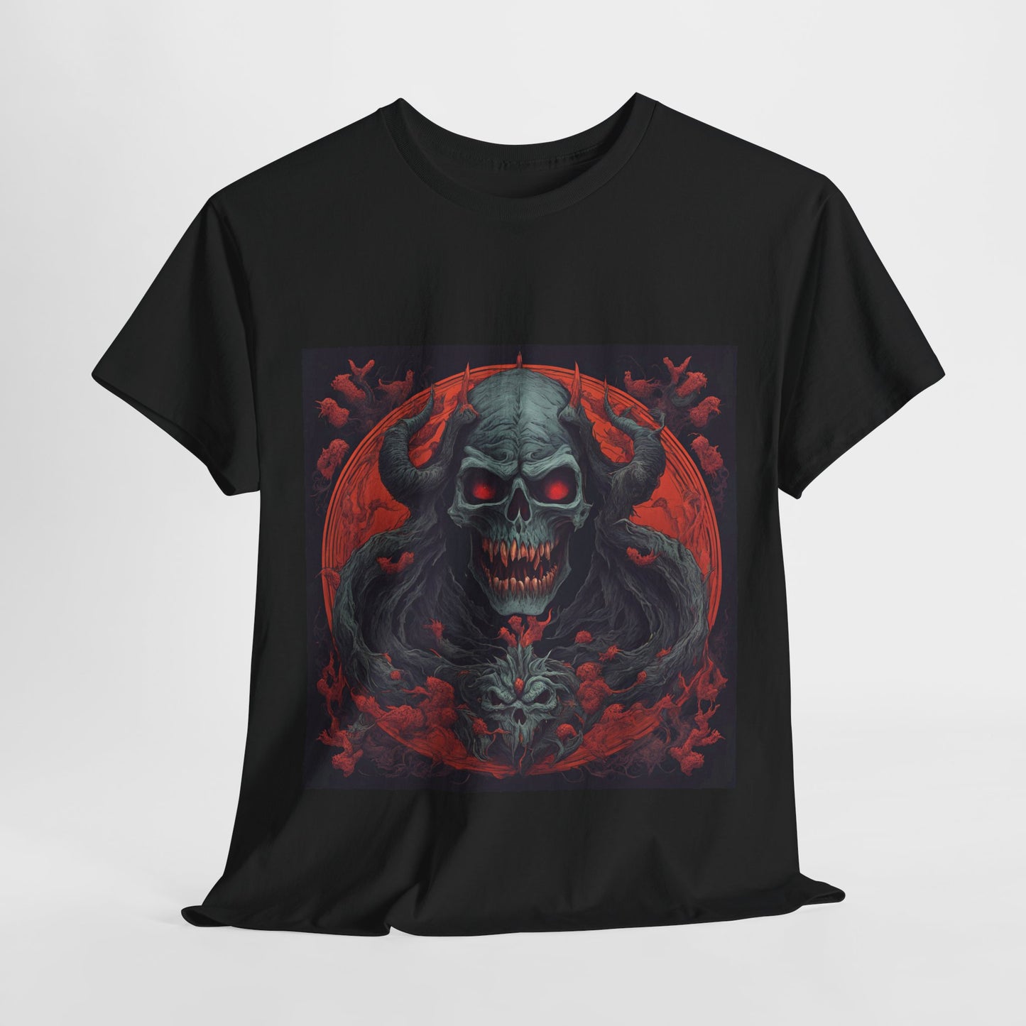 Gothic Skull Unisex Heavy Cotton Tee - Spooky Vintage Design for Halloween Enthusiasts