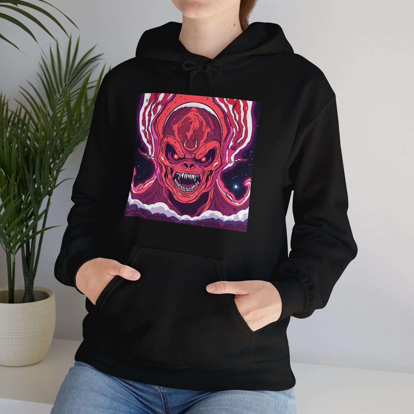 Unisex Heavy Blend™ Hooded Sweatshirt - Fiery Demon Design for Casual Wear