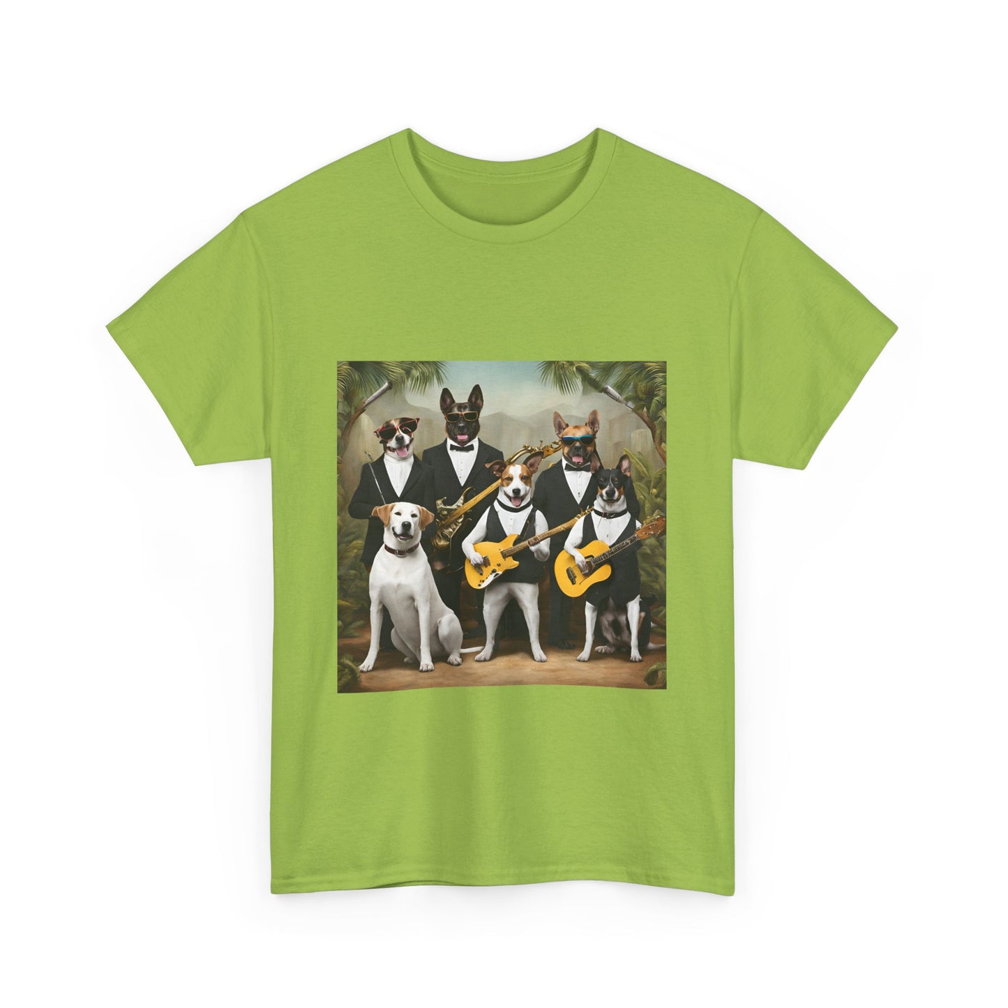 "Swingin' Tails" Unisex Heavy Cotton Tee - Fun Dog Band Graphic Tee